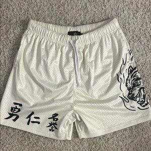 Darc Sport White Athletic Shorts with Black Graphics